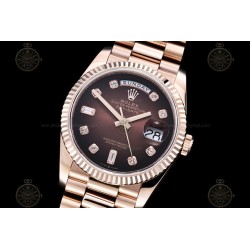 Day-Date 36mm Wtd 904L RG/Flt/Pres Ombre Brown/Dia QF VR3255