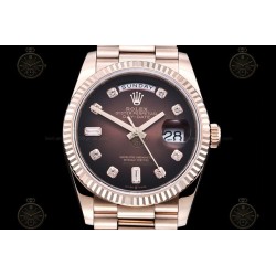 Day-Date 36mm Wtd 904L RG/Flt/Pres Ombre Brown/Dia QF VR3255