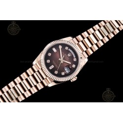 Day-Date 36mm Wtd 904L RG/Flt/Pres Ombre Brown/Dia QF VR3255