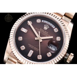 Day-Date 36mm Wtd 904L RG/Flt/Pres Ombre Brown/Dia QF VR3255