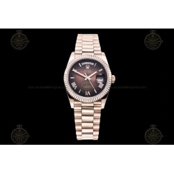 Day-Date 36mm Wtd 904L RG/Flt/Pres Ombre Brown/Rmn/Stk QF VR3255