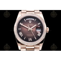 Day-Date 36mm Wtd 904L RG/Flt/Pres Ombre Brown/Rmn/Stk QF VR3255