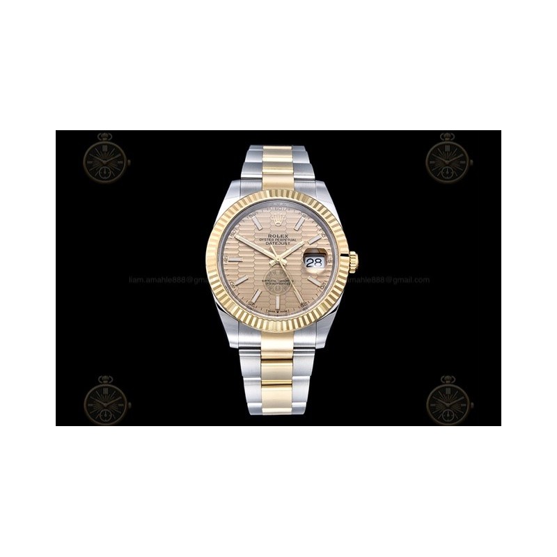 Datejust 41mm 904L YG/SS/Flt/Oys Patterned Gold/Stk Clean VR3235