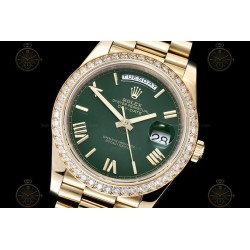 Day-Date 40mm 904L YG/Dia/Pres Green/Rmn/Stk GMF A2836