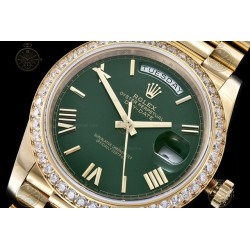 Day-Date 40mm 904L YG/Dia/Pres Green/Rmn/Stk GMF A2836