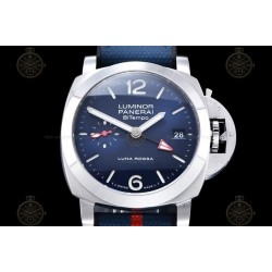 PAM01404 Luminor Quaranta BiTempo Luna Rossa 40mm SS/NY Blue/Stk VSF P900