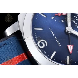 PAM01404 Luminor Quaranta BiTempo Luna Rossa 40mm SS/NY Blue/Stk VSF P900