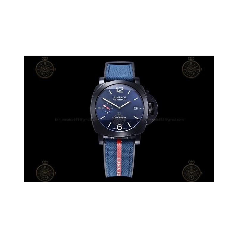 PAM01408 Luminor Quaranta BiTempo Luna Rossa 40mm DLC/NY Blue/Stk VSF P900