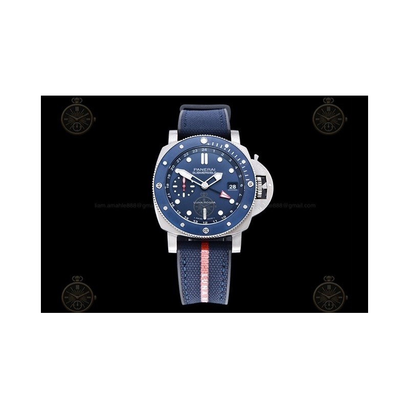 PAM01507 Submersible GMT Luna Rossa 42mm TI/NY Blue/Dot VSF P900