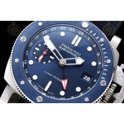 PAM01507 Submersible GMT Luna Rossa 42mm TI/NY Blue/Dot VSF P900