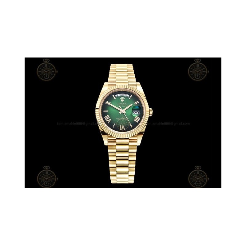 Day-Date 40mm 904L Wtd YG/Flt/Pres Ombre Green/Rmn/Stk THB VR3255