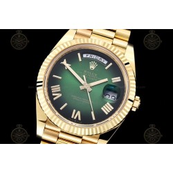 Day-Date 40mm 904L Wtd YG/Flt/Pres Ombre Green/Rmn/Stk THB VR3255