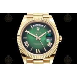 Day-Date 40mm 904L Wtd YG/Flt/Pres Ombre Green/Rmn/Stk THB VR3255