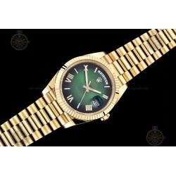 Day-Date 40mm 904L Wtd YG/Flt/Pres Ombre Green/Rmn/Stk THB VR3255