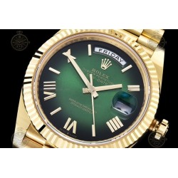 Day-Date 40mm 904L Wtd YG/Flt/Pres Ombre Green/Rmn/Stk THB VR3255